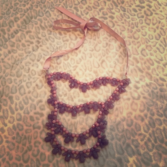 BEAUTIFUL Purple Ribbon Necklace - Picture 1 of 3